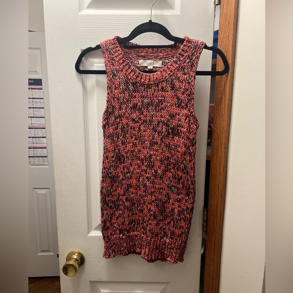 LOFT Womens Sleeveless SWANK
Sweater Tank Top Vest XS Coral
Chunky Knit Cotton
